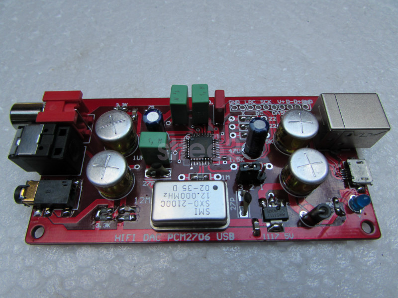 PCM2706 DAC USB Power Sound Card Decoding Coaxial Optical I2S 3.5mm Output OTG