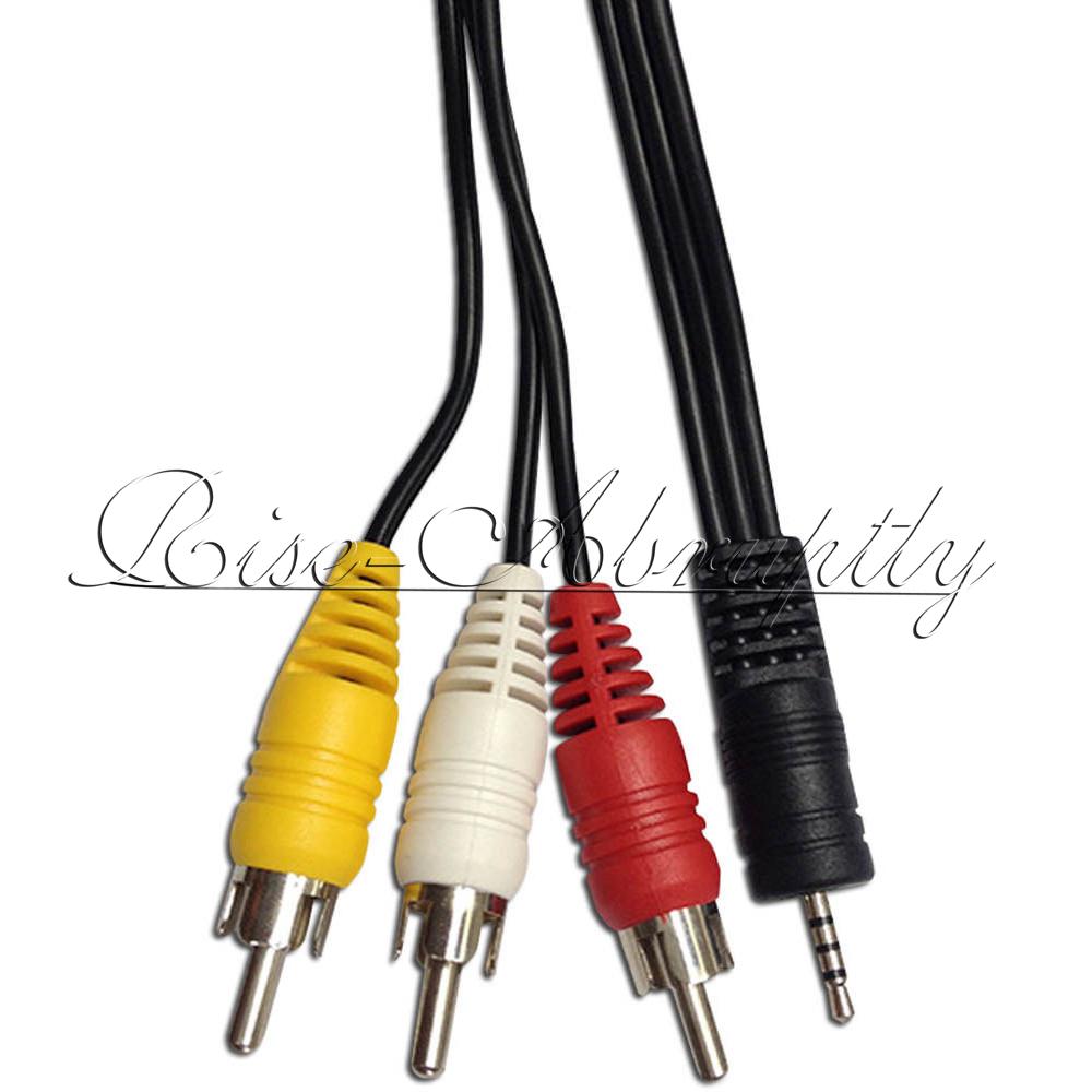 1.5m 2.5mm Mini Jack Plug To 3 Phono Audio Video AV Out Cable 4 Pole TV