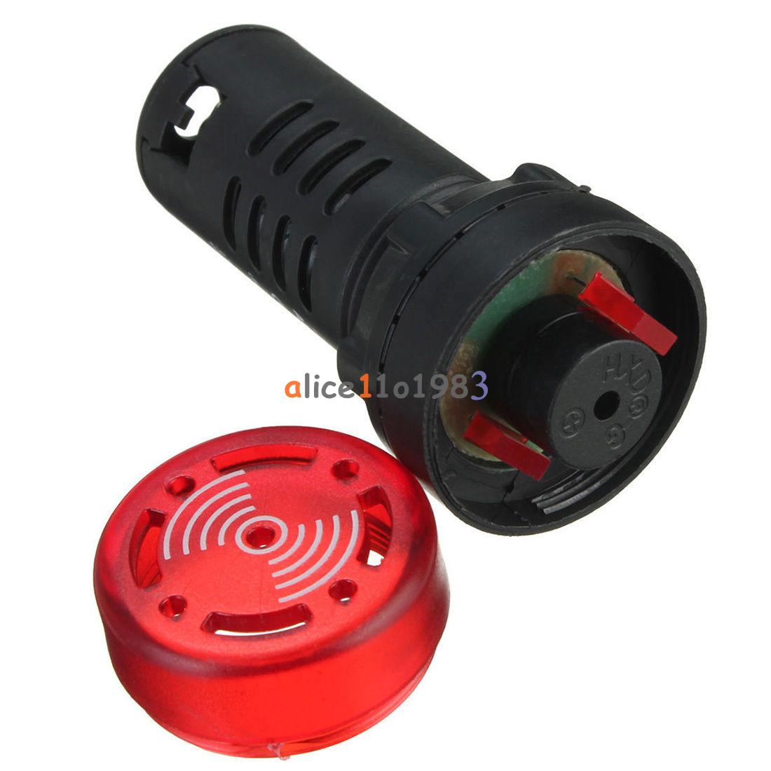 2PCS 12V AD16-22SM Red LED Flash Alarm Indicator Light Lamp 22mm with Buzzer