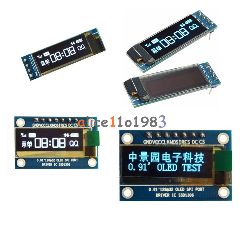 0.91/" IIC I2C 128x32 White SPI OLED LCD Display Module For Arduino PIC