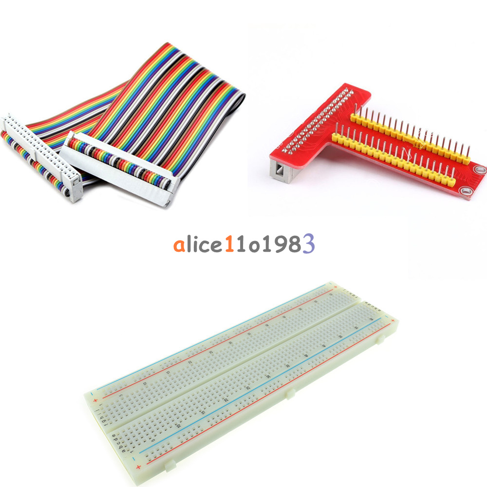 Raspberry Pi 2 B Kits+Breadboard+T Type GPIO Extension Board+40Pin Rainbow Cable