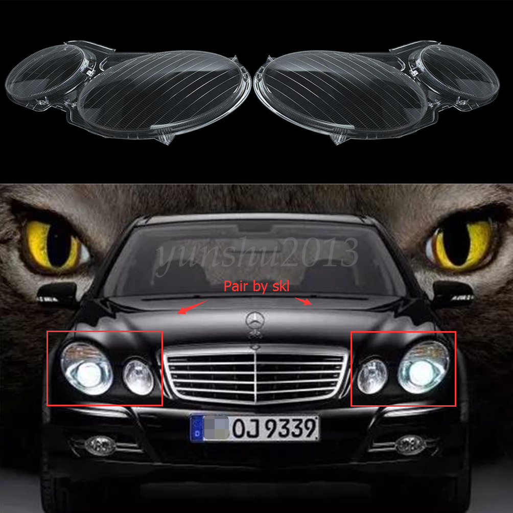 1 Pair Clear Lens Headlight Lampshades For Mercedes Benz E Class W211