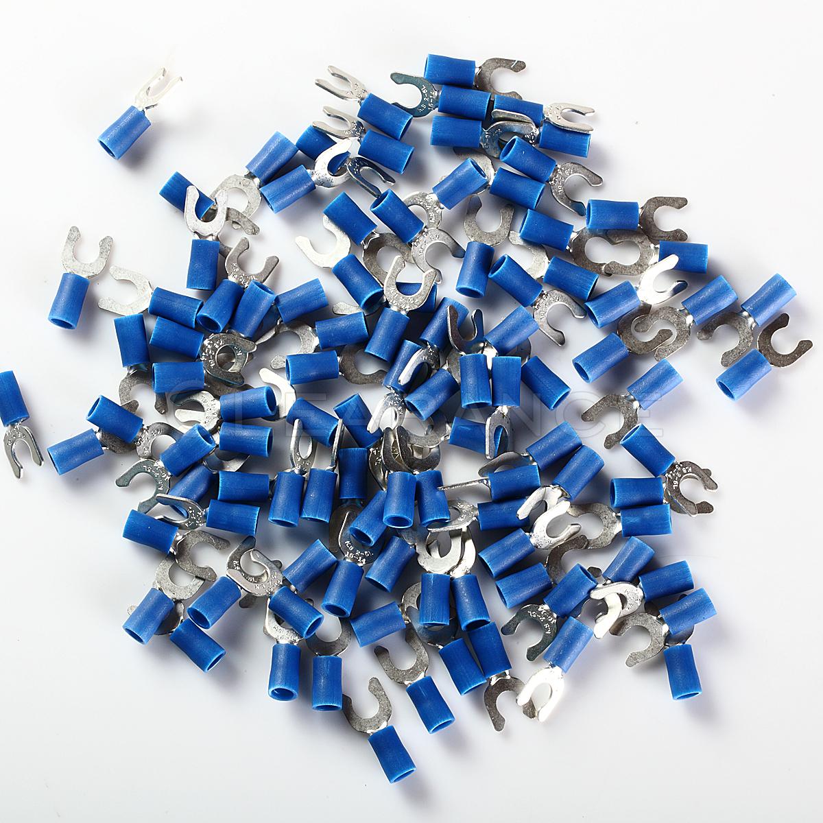 1614 GAUGE VINYL LOCKING SPADE 10 CONNECTOR 100 PK BLUE CRIMP
