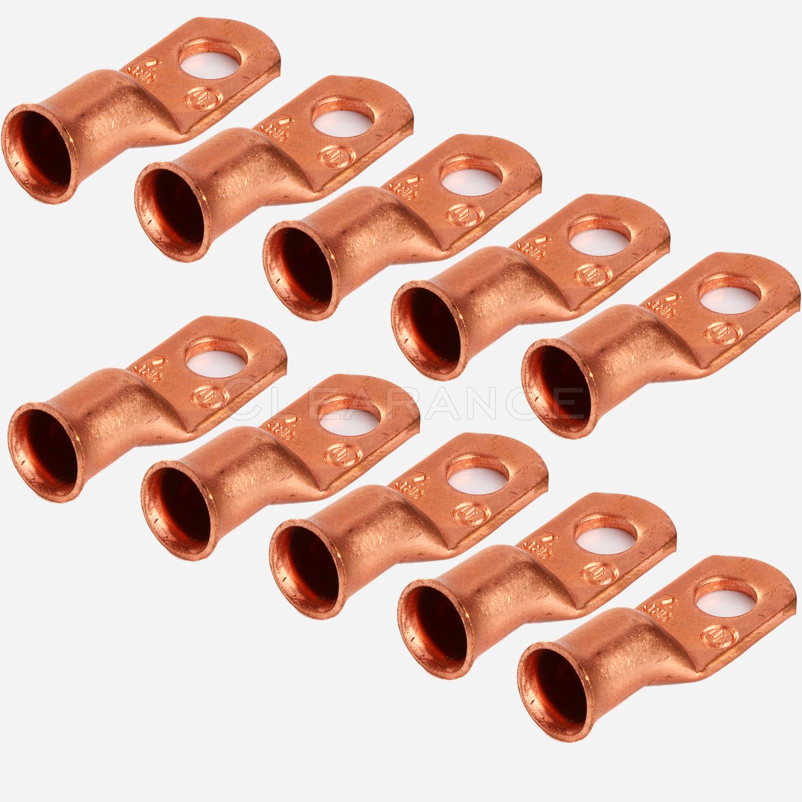 Crimp Copper LUG NonInsulated 4G Wire Gauge 1/4" Ring Terminals 10 pcs