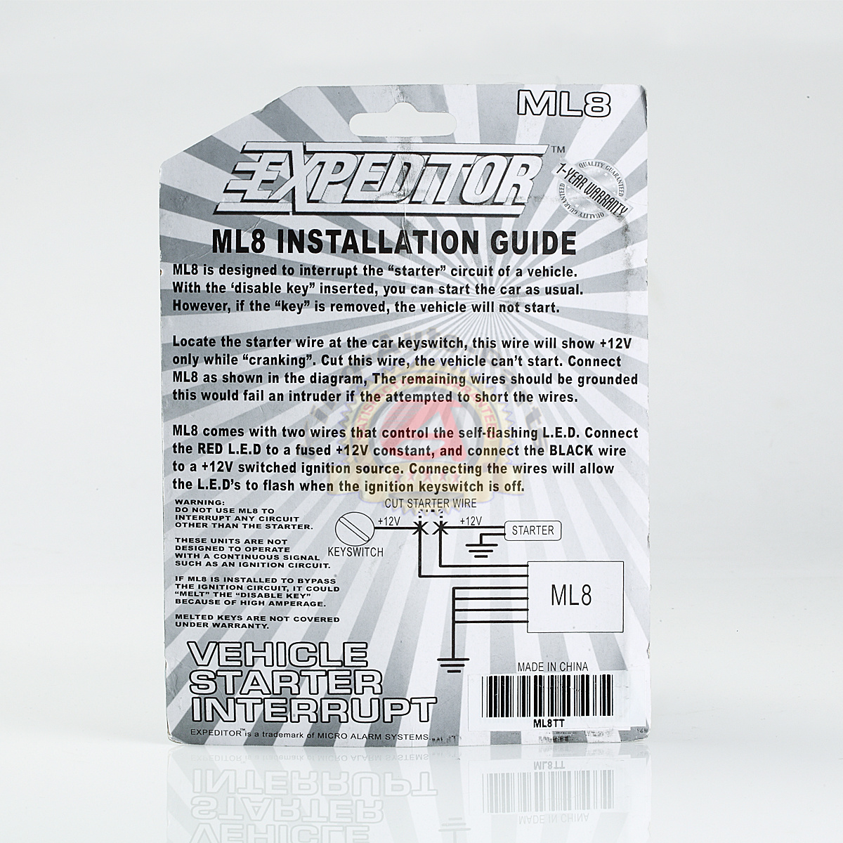 VEHICLE starter interrupt VEHICLE DISABLE SYSTEM REMOVEABLE KEY STYLE