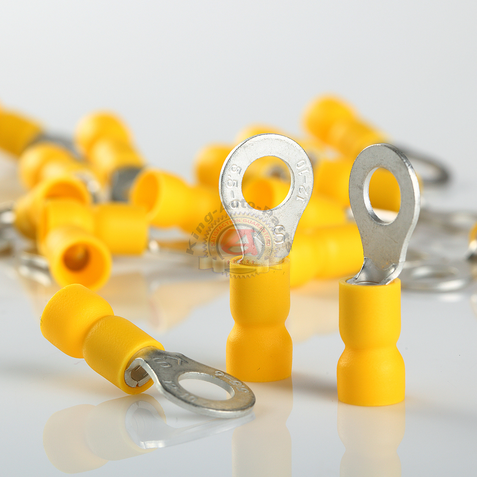 100 Wire Ring Terminals Vinyl Yellow 1210 AWG 1/4" Car Audio Crimp