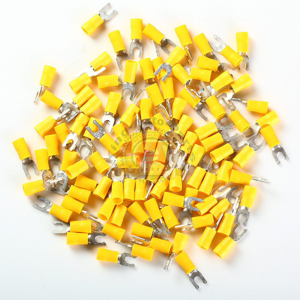 12/10 Gauge 8 Locking Spade Terminal Yellow Vinyl Connectors LSY8