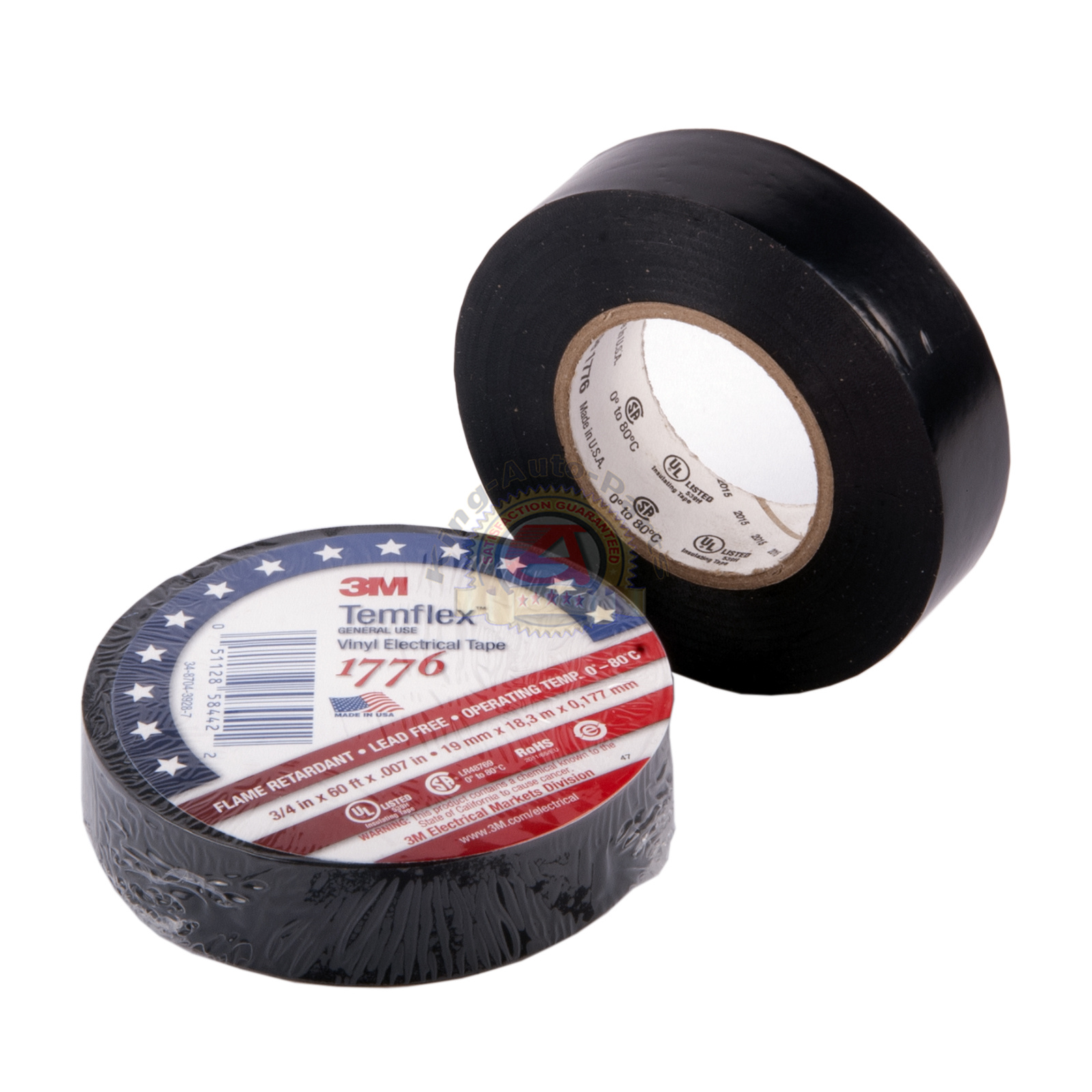 3M BLACK ELECTRICAL TAPE TEMFLEX 1700/1776 3/4" X 60 FT 10 ROLLS FREE