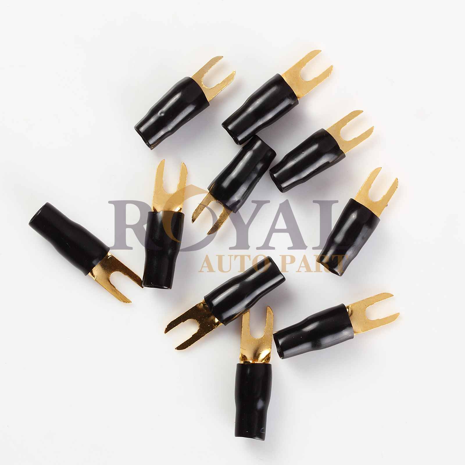 (10) Black 8 Gauge AWG Gold Crimp Spade Terminal Connectors eBay