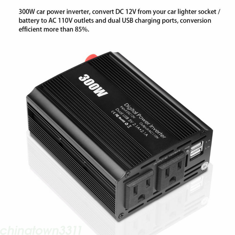 Car Power Inverter Converter 12V DC Battery to 110V AC 300W Socket
