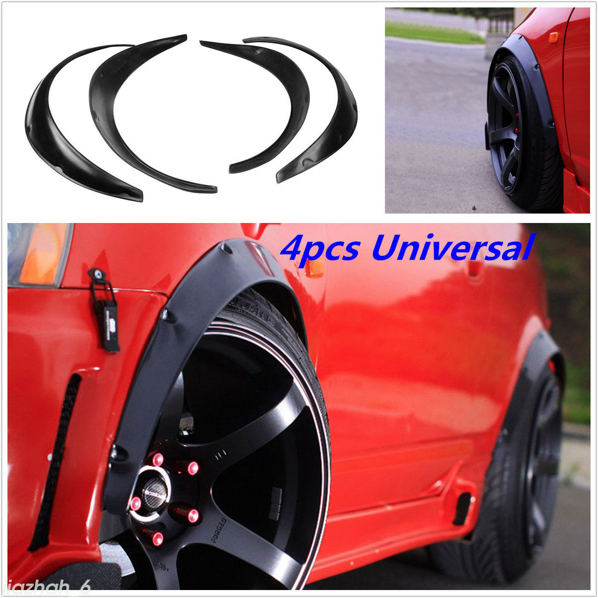 Car SUV 4pcs Black Flexible Fender Flares Durable Polyurethane