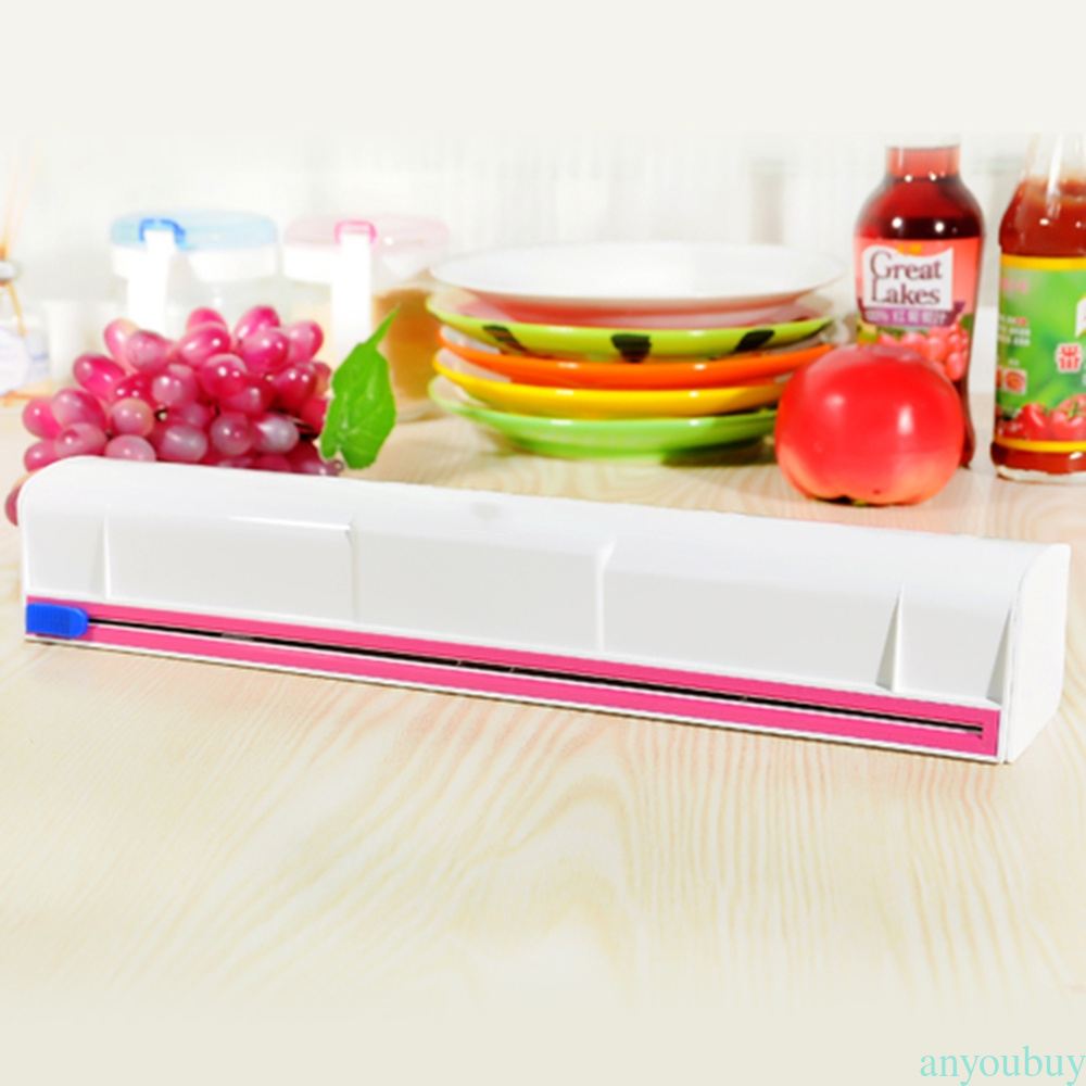 Food Wrap Dispenser Plastic Cutter Foil Cling Film Storage Holder Bar