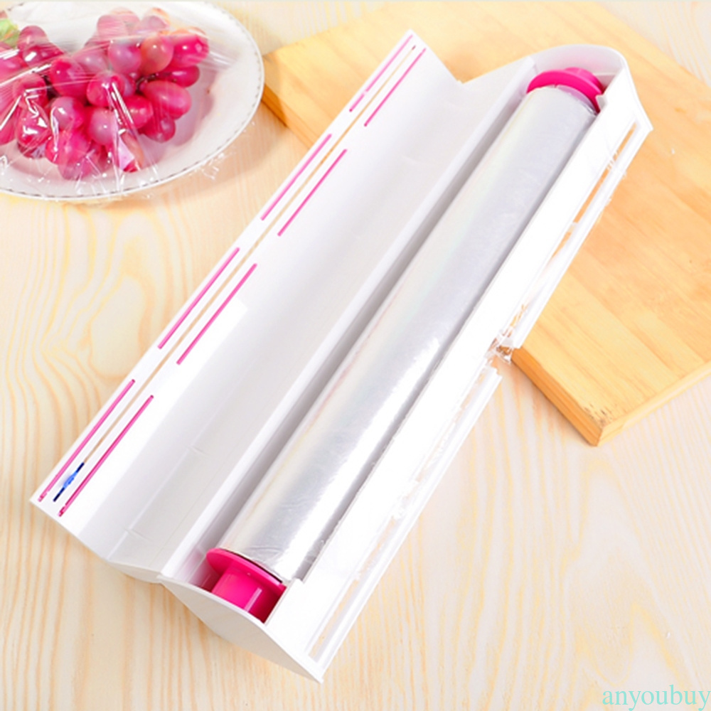 Food Wrap Dispenser Plastic Cutter Foil Cling Film Storage Holder Bar