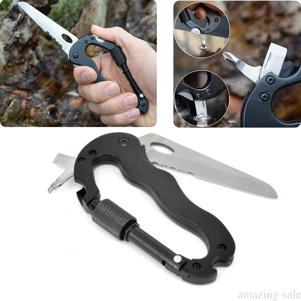 Multitool Carabiner With Knife+Bottle Opener+Screwdriver For Mountain