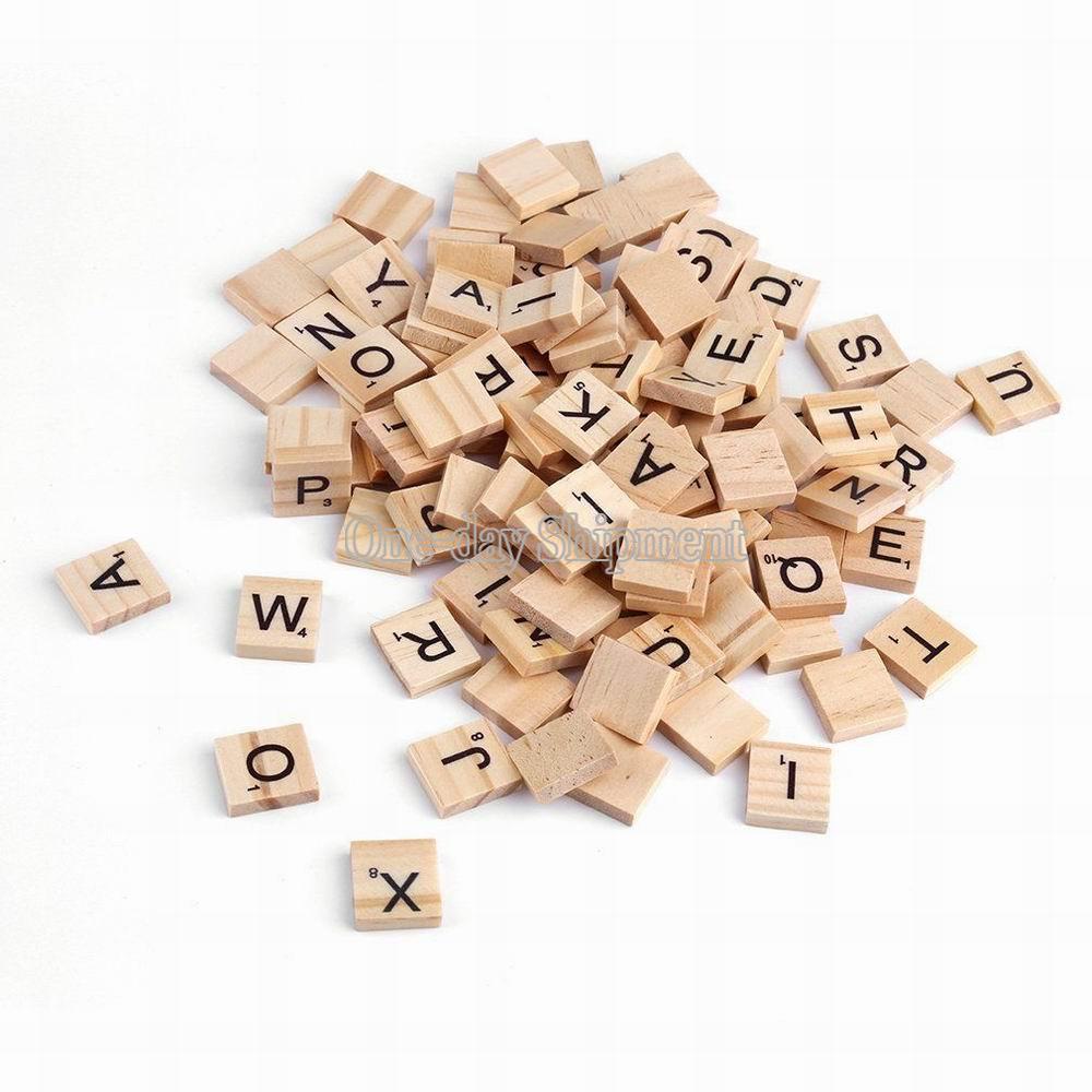 Scrabble Tiles x 100/500 Wooden Black Letter Wood Craft Alphabet Board