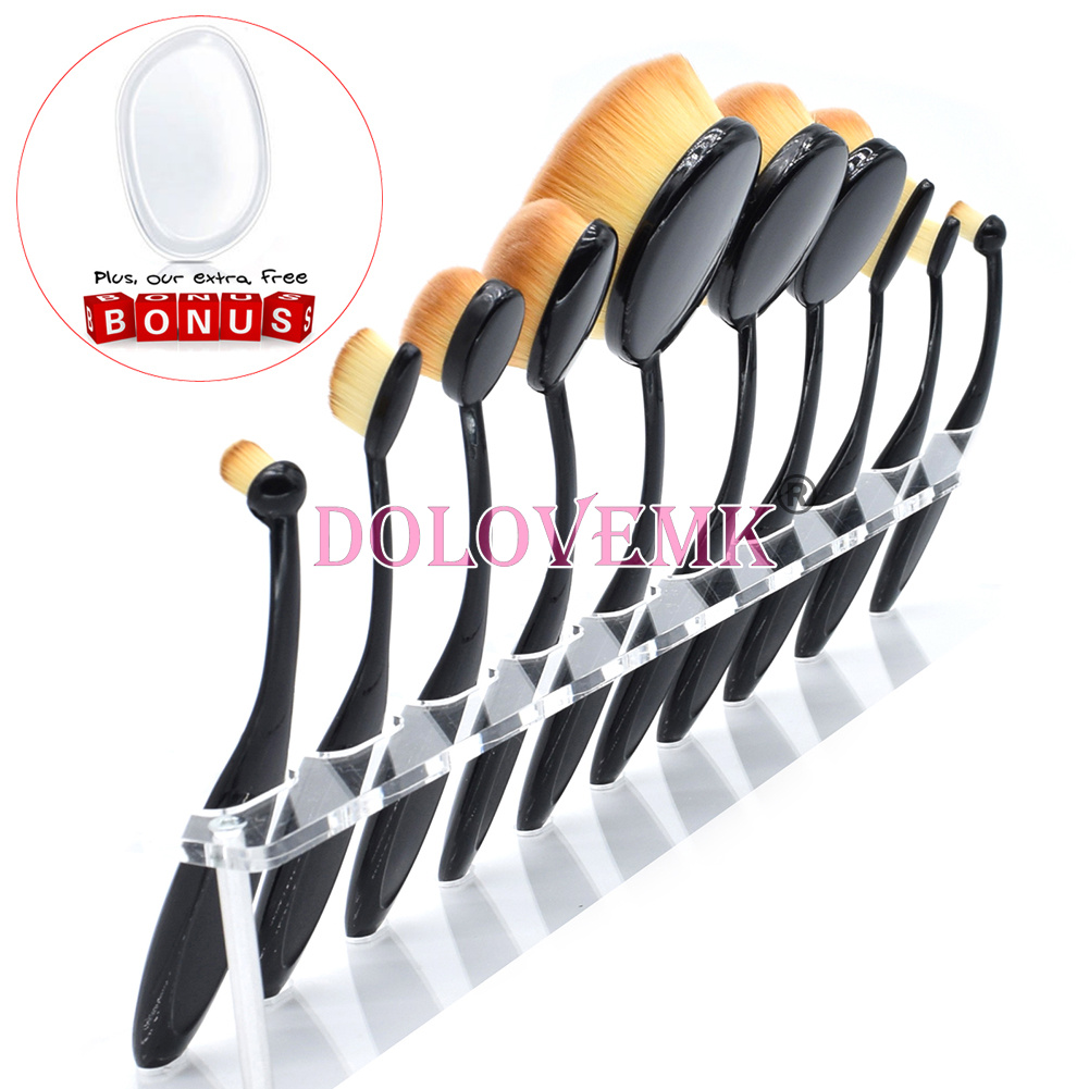 PRO Beauty Makeup Oval Brushes Set Rose Gold Elite Mirror Eyebrow