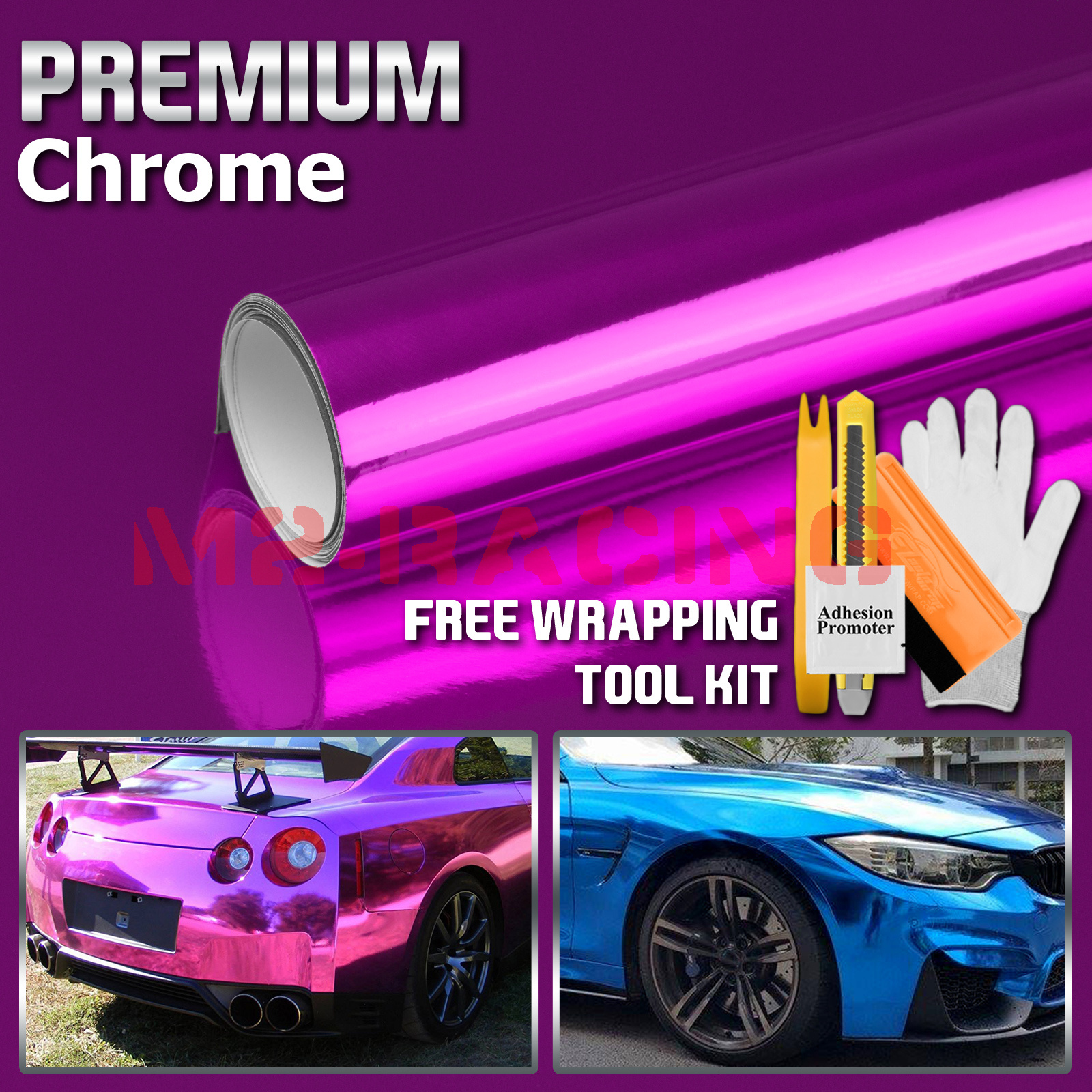 *24/"x60/" Pink Chrome Car Vinyl Wrap Sticker Decal Air Release Bubble Free