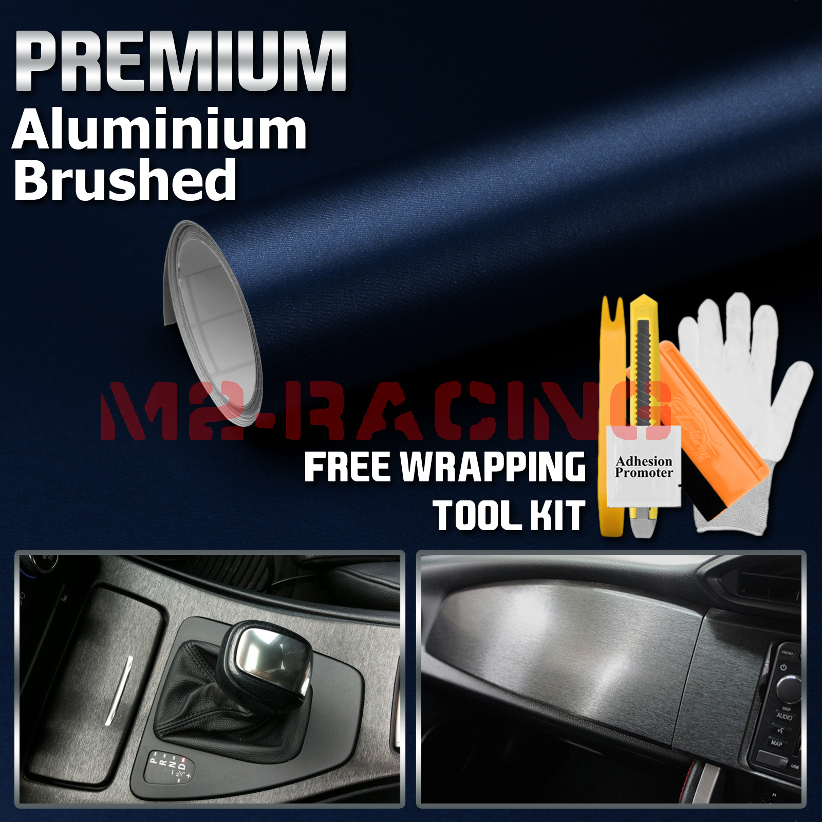*24/"x60/" Brushed Aluminum Blue Vinyl Wrap Sticker Decal Air Release Bubble Free