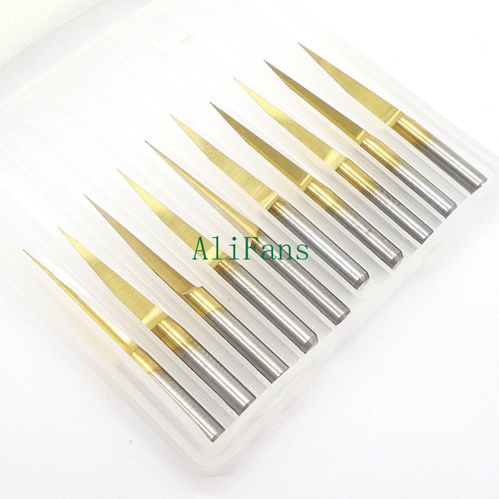 Carbide PCB Engraving Bits 3.175mm VShap CNC Router Tool 10 Degrees 0