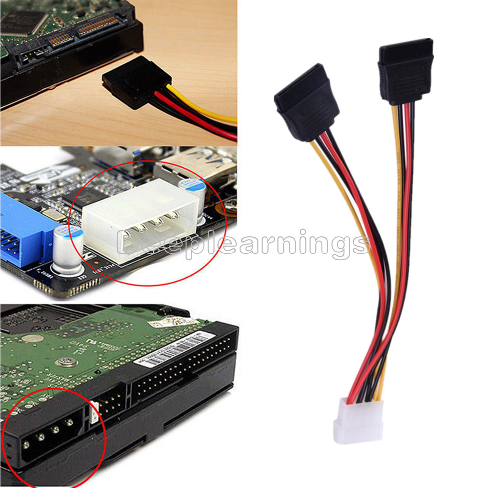 5PCS 4Pin IDE to 2 Serial ATA Hard Drive SATA Power Adapter Cable NEW eBay