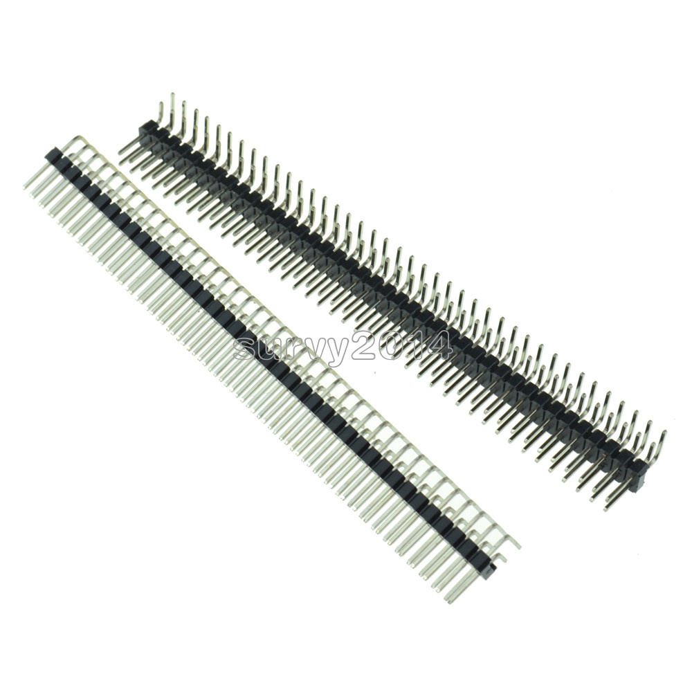 10pcs Male Gold-plated 2.54mm 80pins 2X40 Row Double Male Pin Curve Header Strip