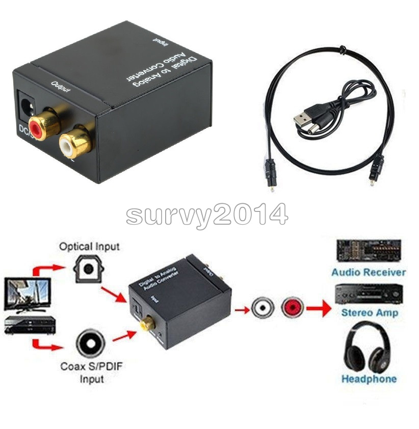 Optical to RCA Digital to Analog Audio Converter Optical to Analog Converter