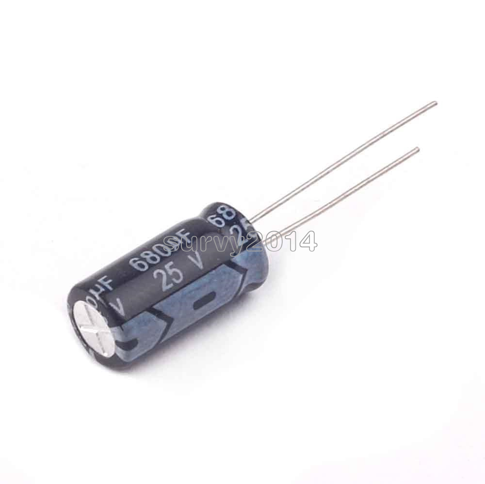 20PCS Radial Lead Cylindrical Aluminium Electrolytic Capacitor 25V 10uF 4*7mm