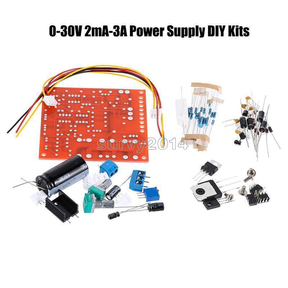 Red 0-30V 2mA-3A Continuously Adjustable DC Regulated Power Supply DIY