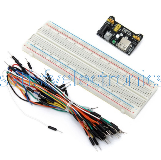 MB102 Power Supply Module 3.3V 5V+Breadboard Board 830 Point+65PCS Jumper cables