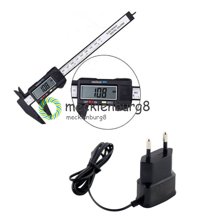 LCD Digital Electronic Carbon Fiber Vernier Caliper+5V Micro USB Plug