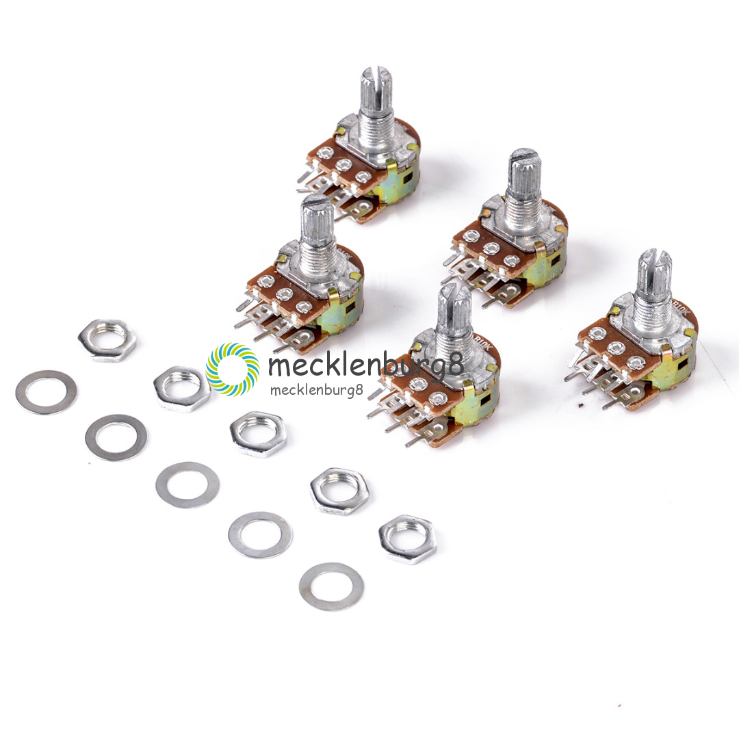 5X B10K DualStereoPotentiometer Poti Potentiometer Mit Welle Split 6