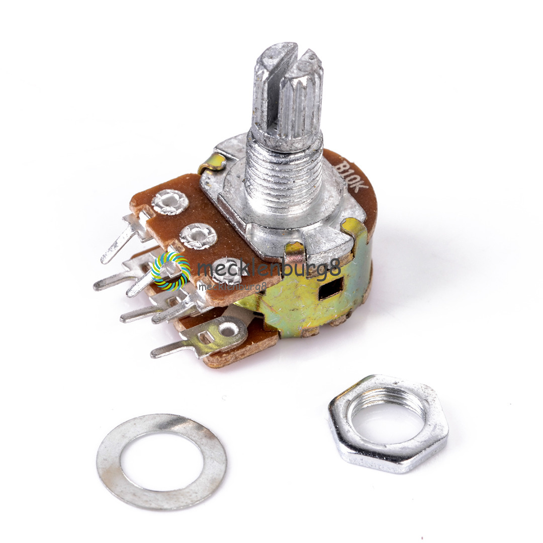 5X B10K DualStereoPotentiometer Poti Potentiometer Mit Welle Split 6