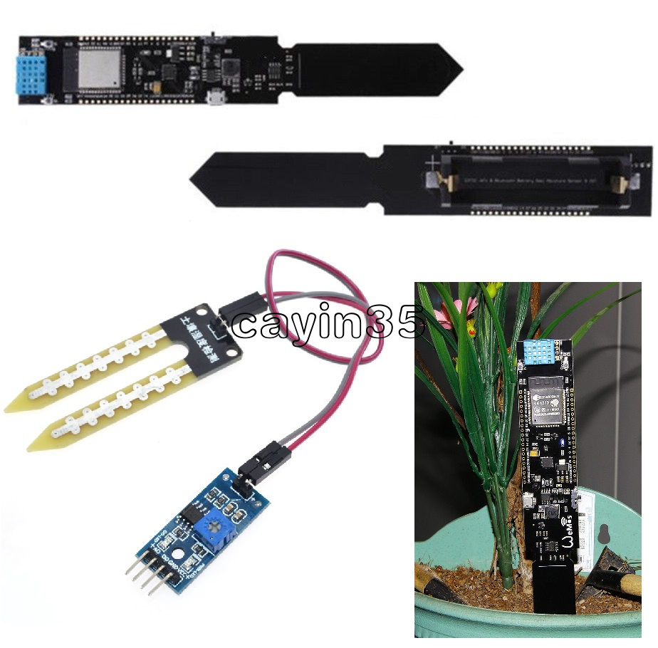 ESP32 WiFi Bluetooth 18650 Battery DHT11 Soil Temperature Humidity Sensor CP2104