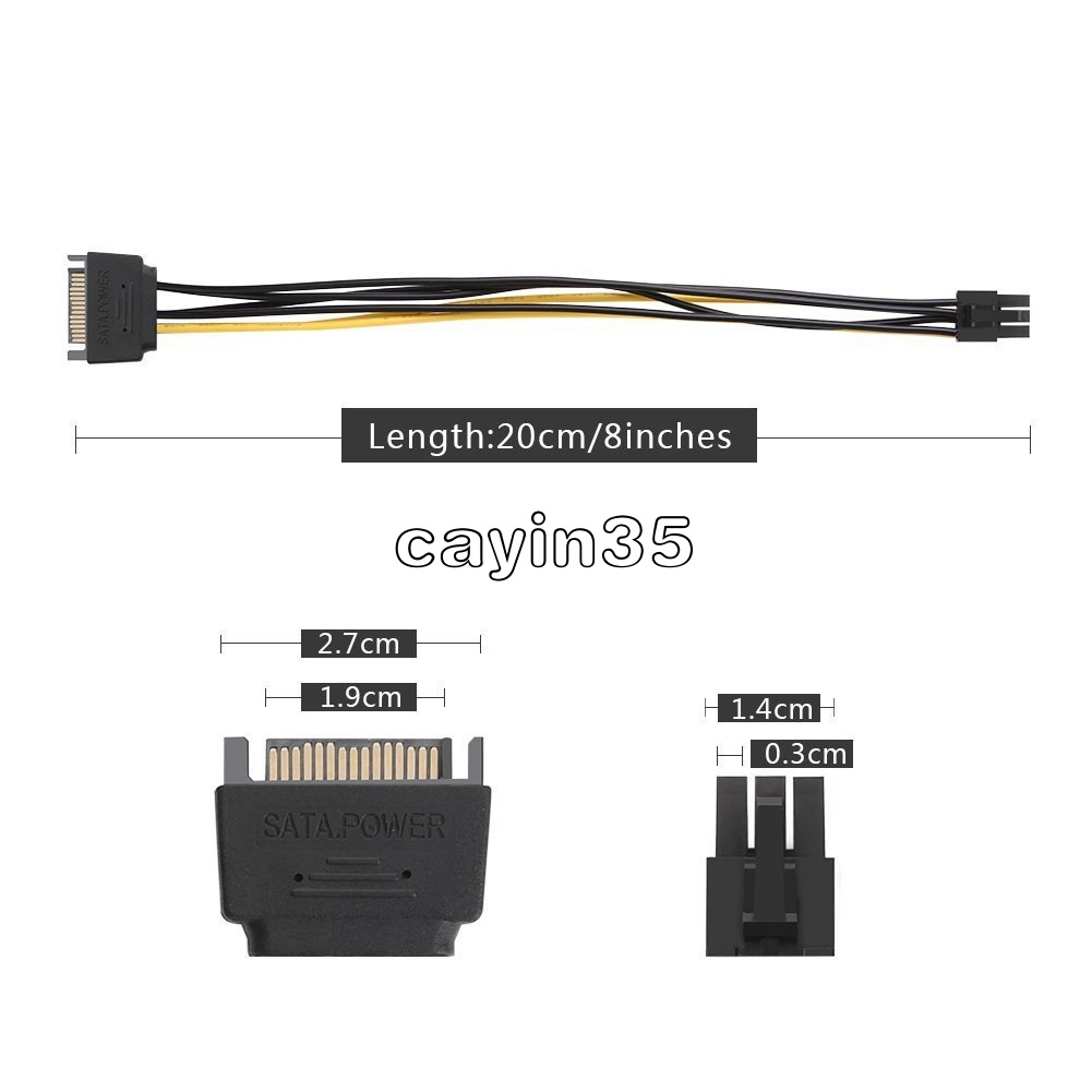 SATA 15Pin Male to 6 Pin PCIExpress PCIE Card Power Adapter Cable