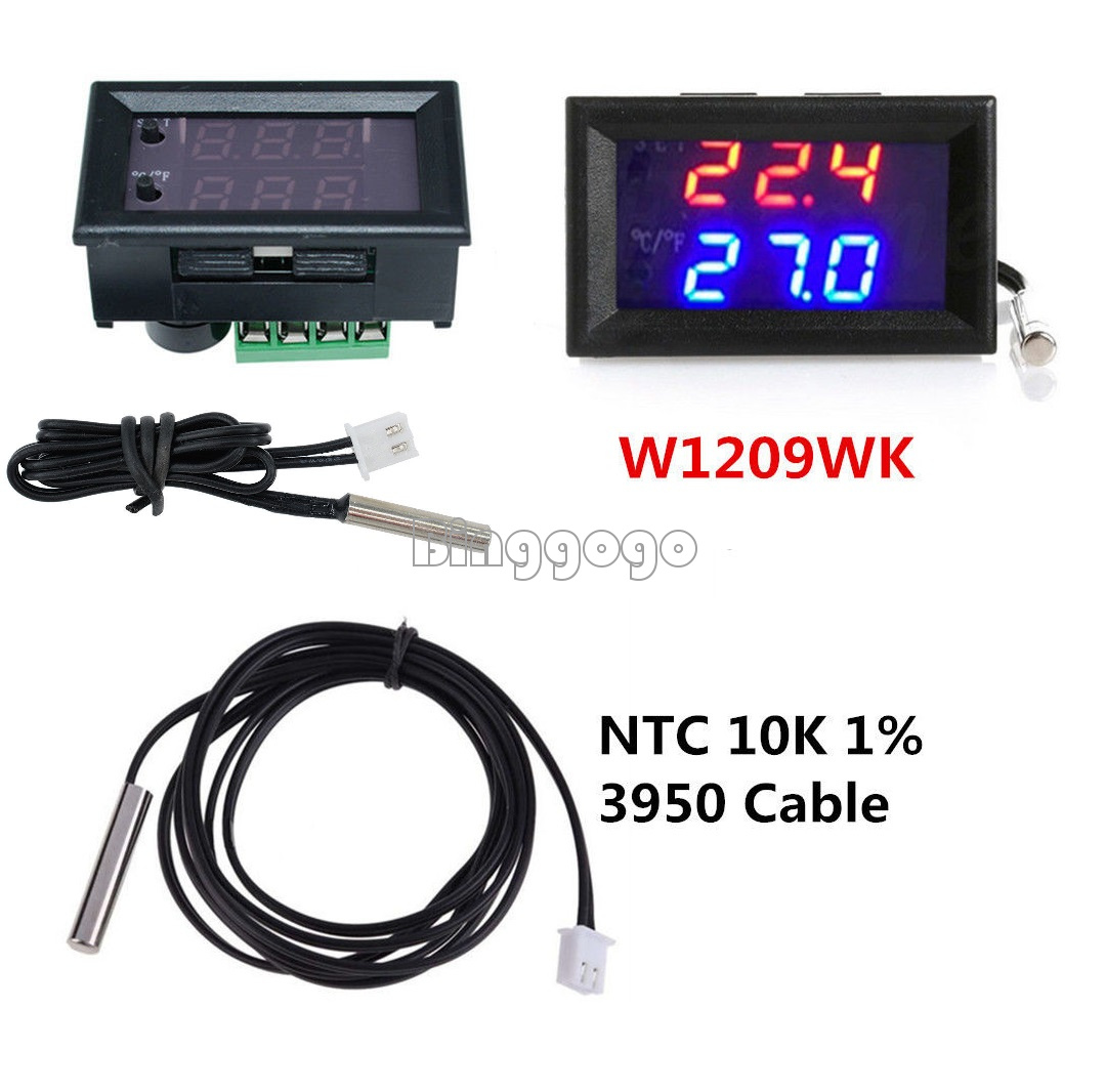 W1209WK DC 12V Digital thermostat Temperature Control Sensor NTC10K 1% ...