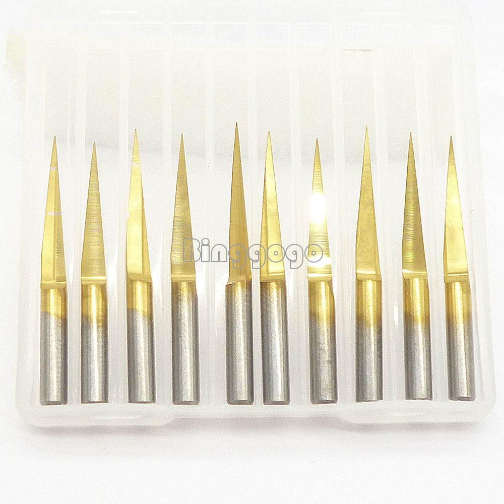5Stks 3.175mm Carbide PCB Engraving Bits CNC Router Tool 10 Degrees 0