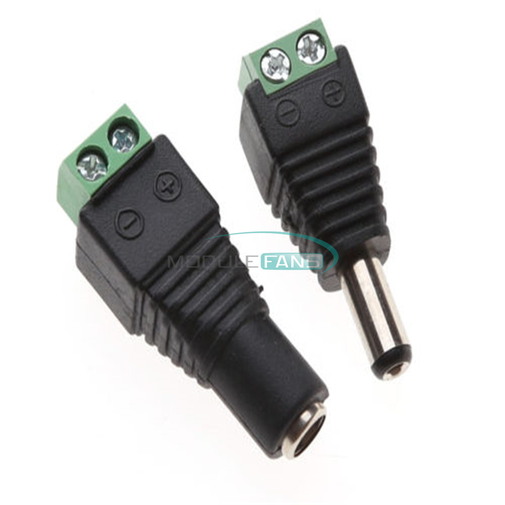 10Pairs Male Female Plug2.1x5.5mm 12VDC Power Jack Connector Adapter CCTV Camera