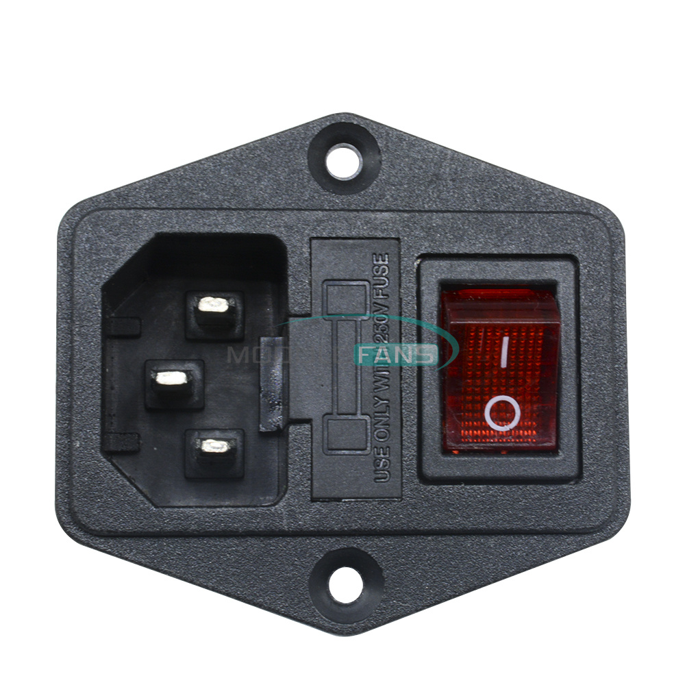 Black Red AC 250V 10A 3 Terminal Power Socket with Fuse Holder M eBay