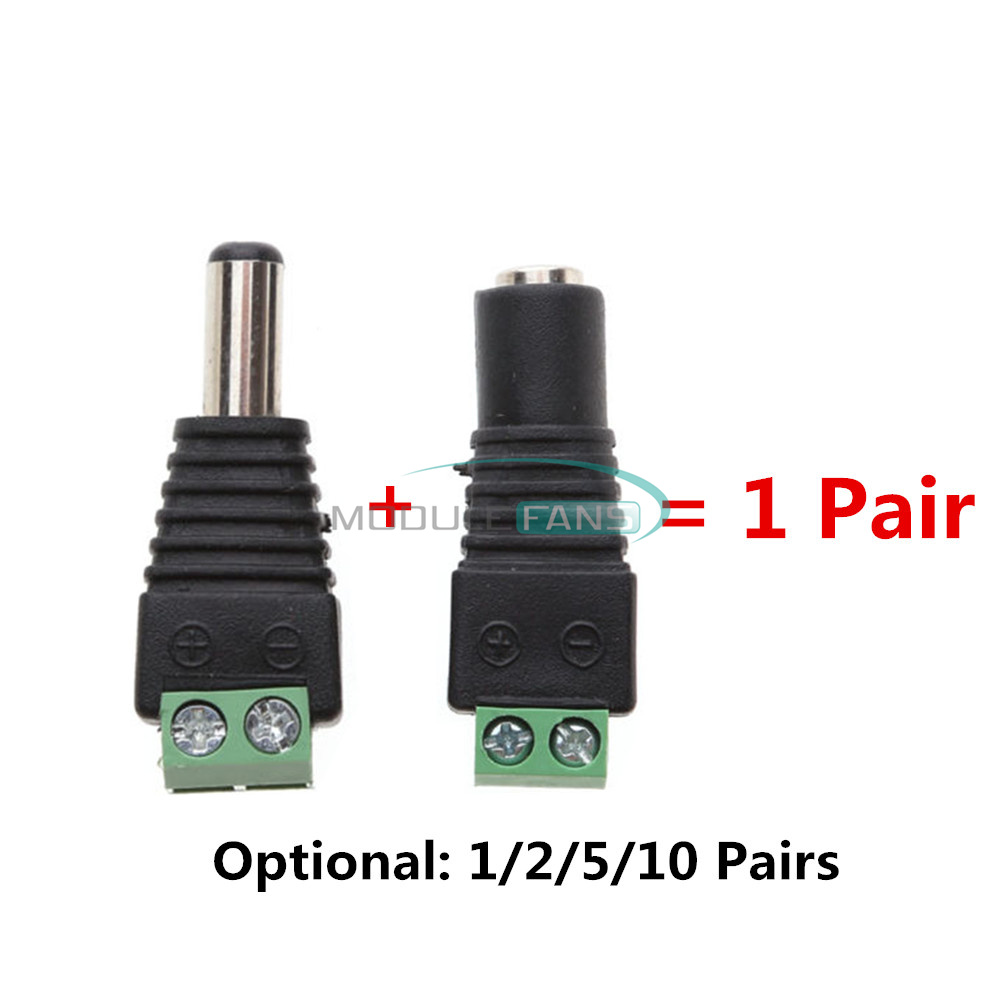 10Pairs Male Female Plug2.1x5.5mm 12VDC Power Jack Connector Adapter CCTV Camera