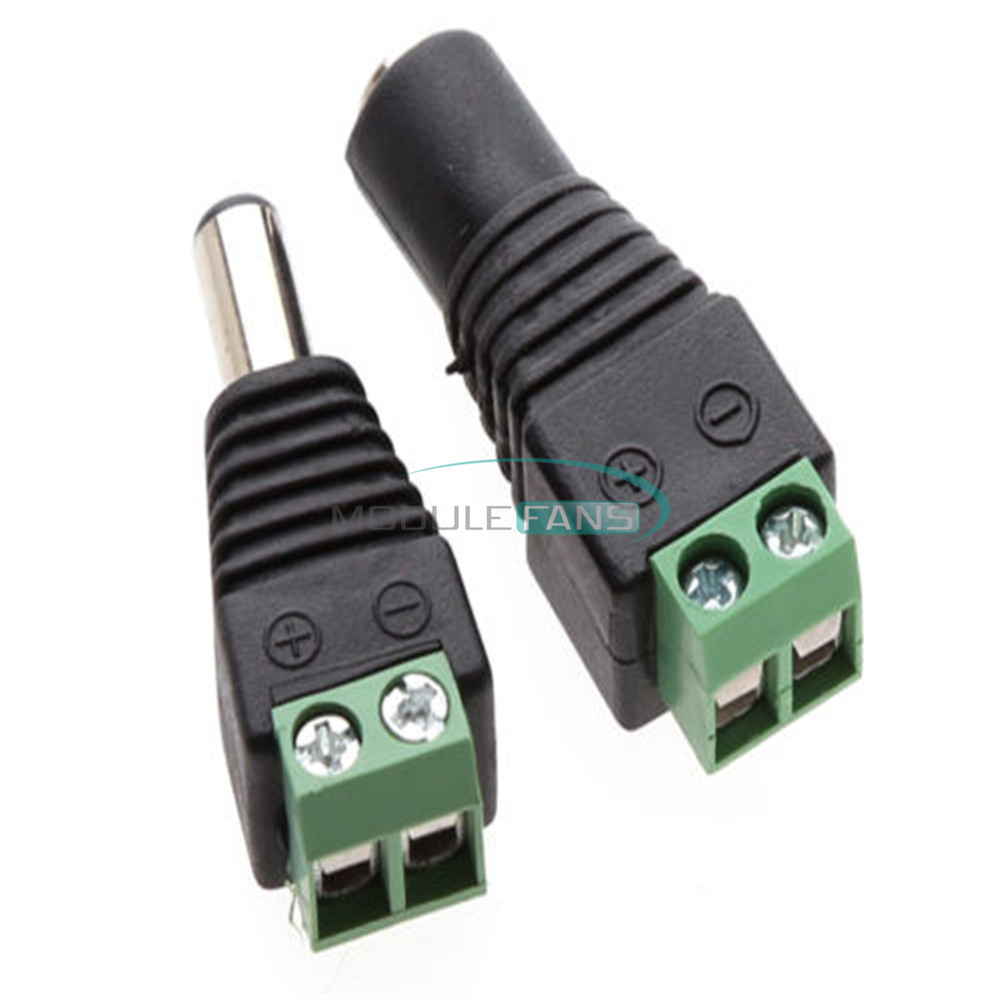 10Pairs Male Female Plug2.1x5.5mm 12VDC Power Jack Connector Adapter CCTV Camera