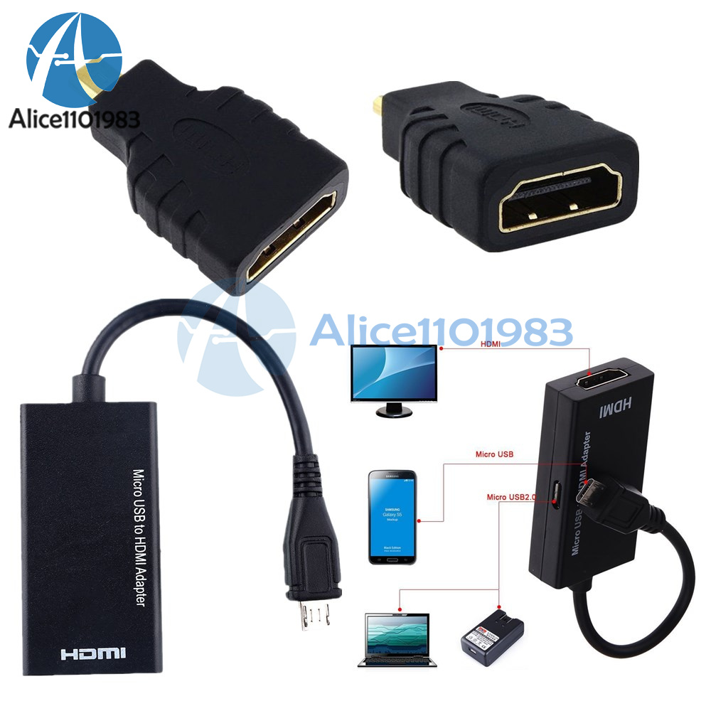 Micro USB To 1080P HDMI HDTV Cable HDMI Female to Male Adapter for