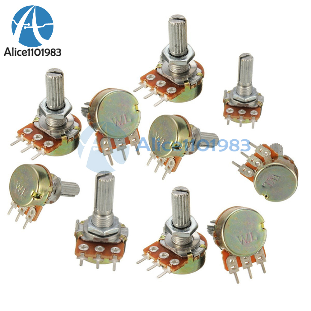 10 pcs 250K Ohm B250K Knurled Shaft Linear Rotary Taper Potentiometer
