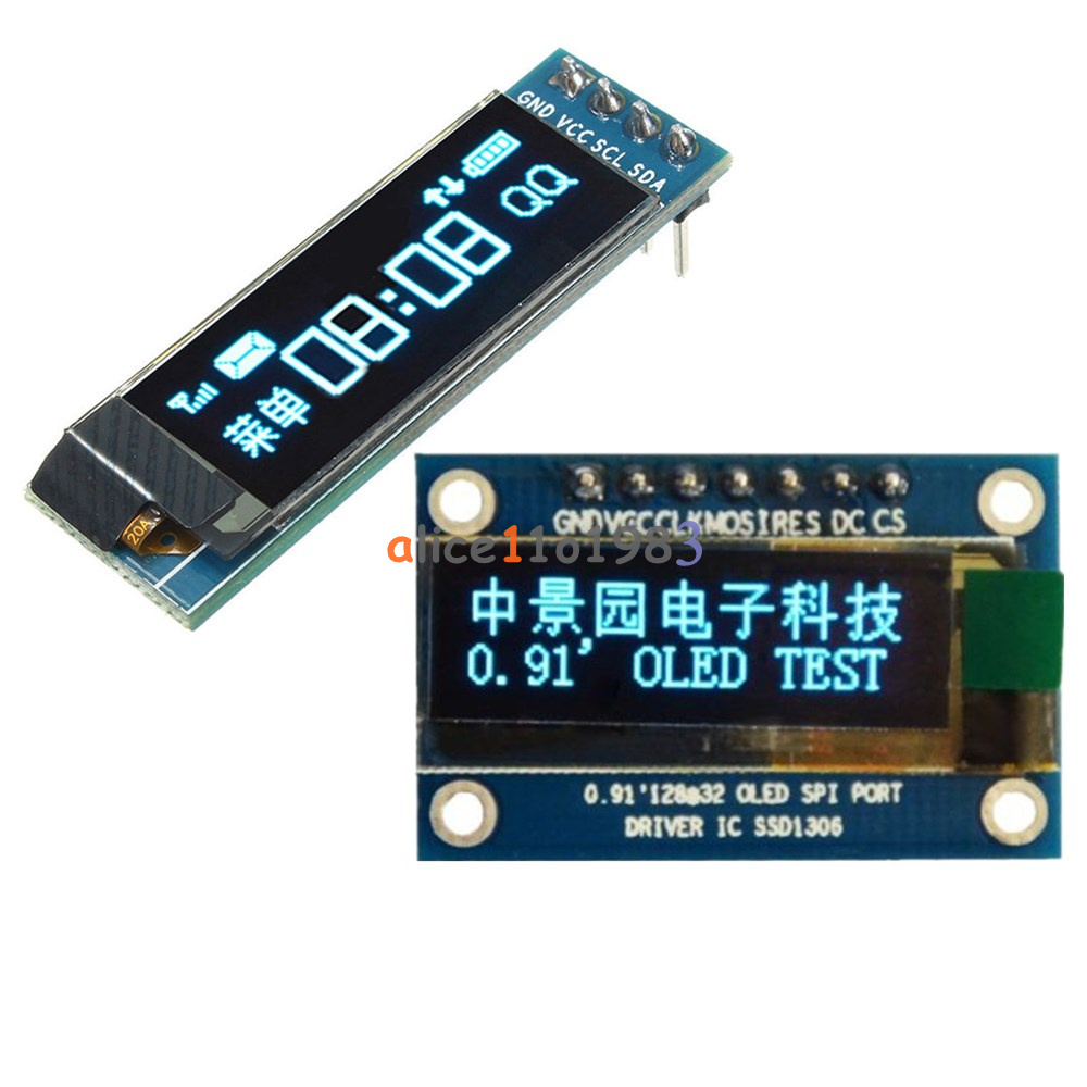 0.91/" IIC I2C Serial SPI OLED LCD Display 128x32 White AVR PIC STM32 Arduino