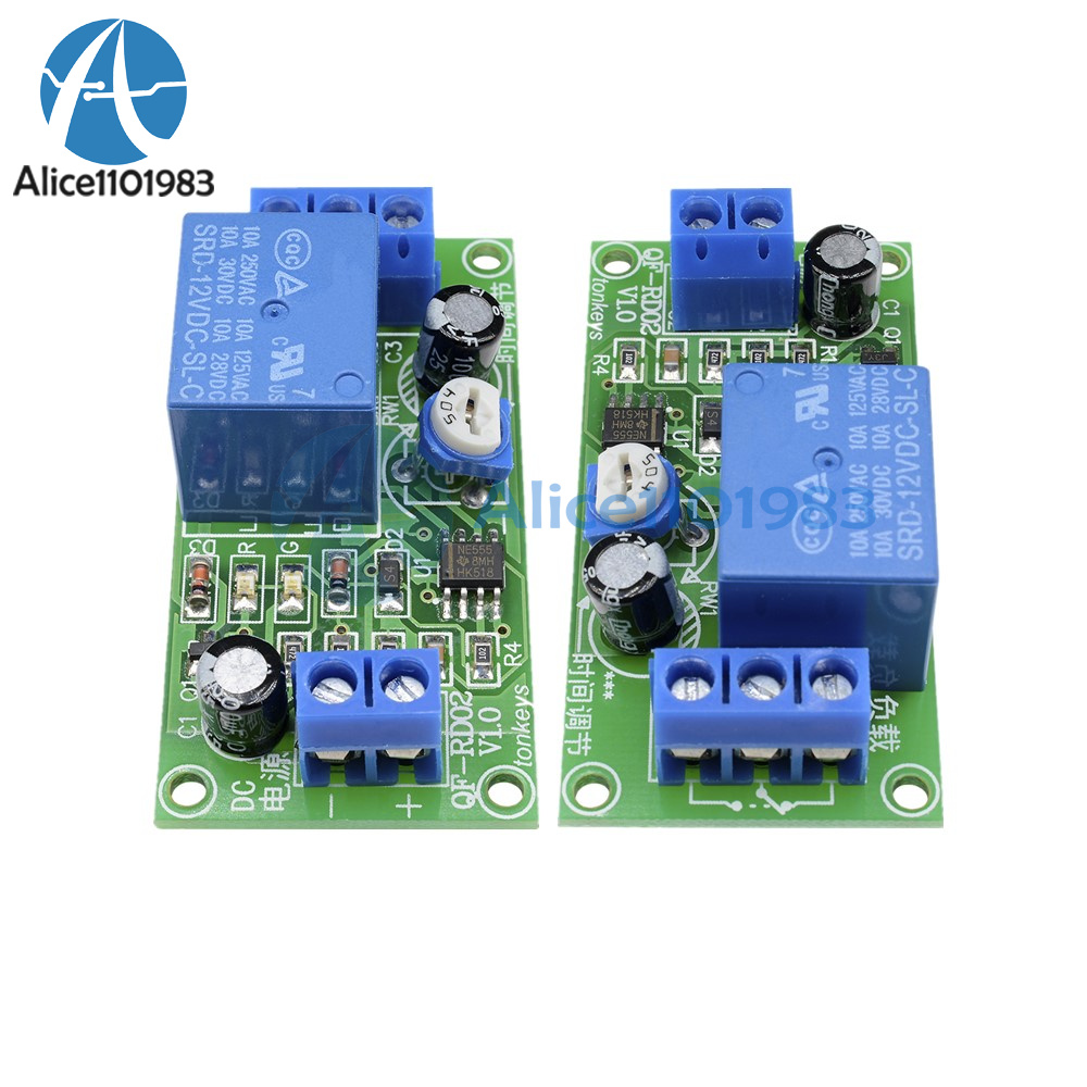 5mA DC12V NE555 0-60 Seconds Delay OFF Relay Timer Switch Module With Indicator