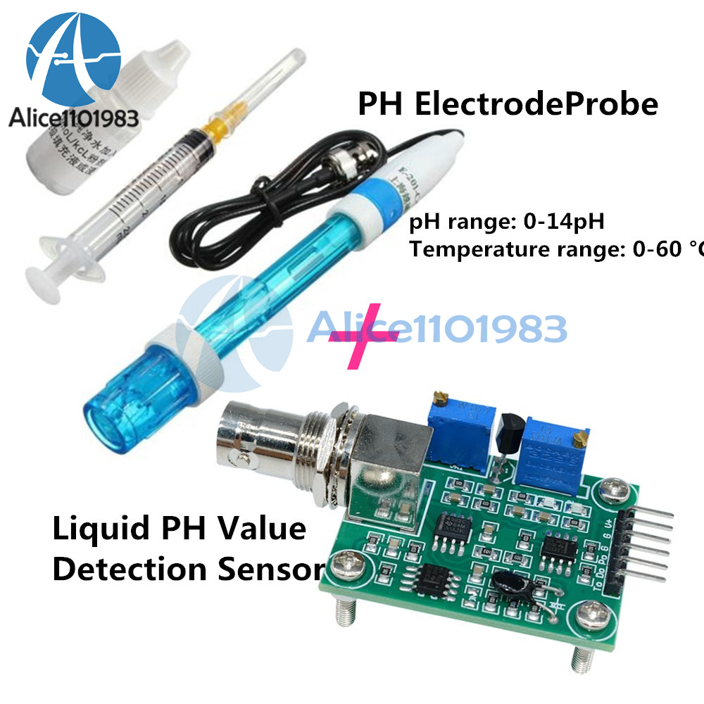 Aquarium Hydroponic PH Electrode Probe+Liquid PH Value Detection Sensor ...