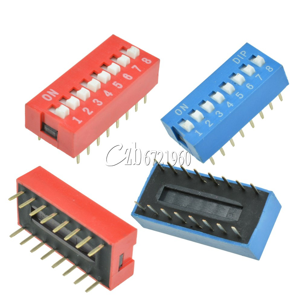 10Pcs Slide Type Switch Module 2.54mm 8-Bit 8 Position Way DIP Blue Pitch AM