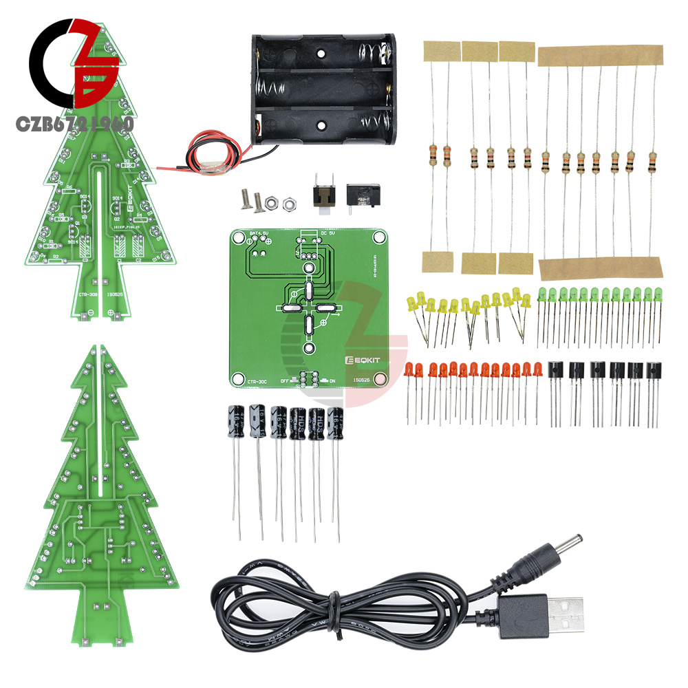 Christmas Trees LED DIY Kit Professional Flash Green Red LED Circuit | eBay