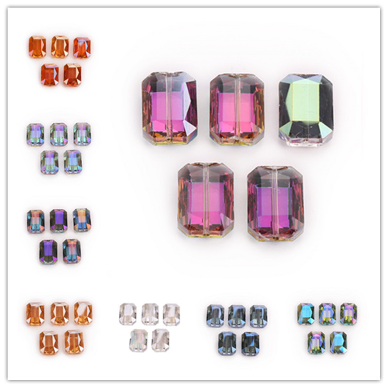 14mm 10PCS Glass Crystal Faceted Diagonal Square Spacer Loose Beads Necklace DIY
