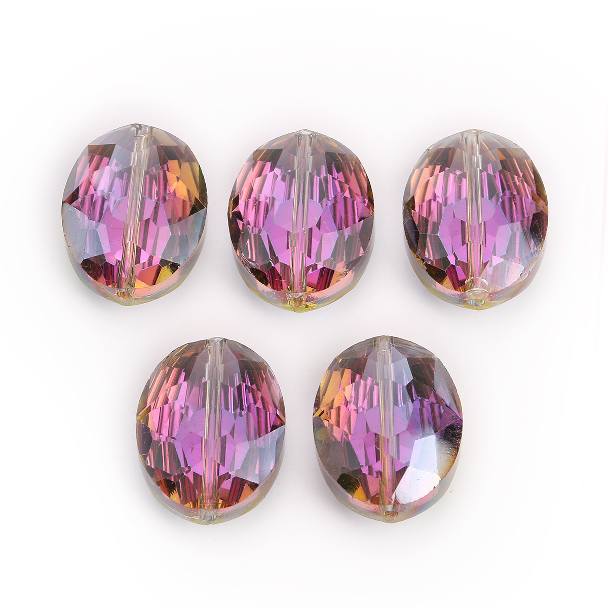 10pcs 20x16mm Faceted Oblong Cut Glass Crystal Loose Spacer Oval Beads DIY Bead#