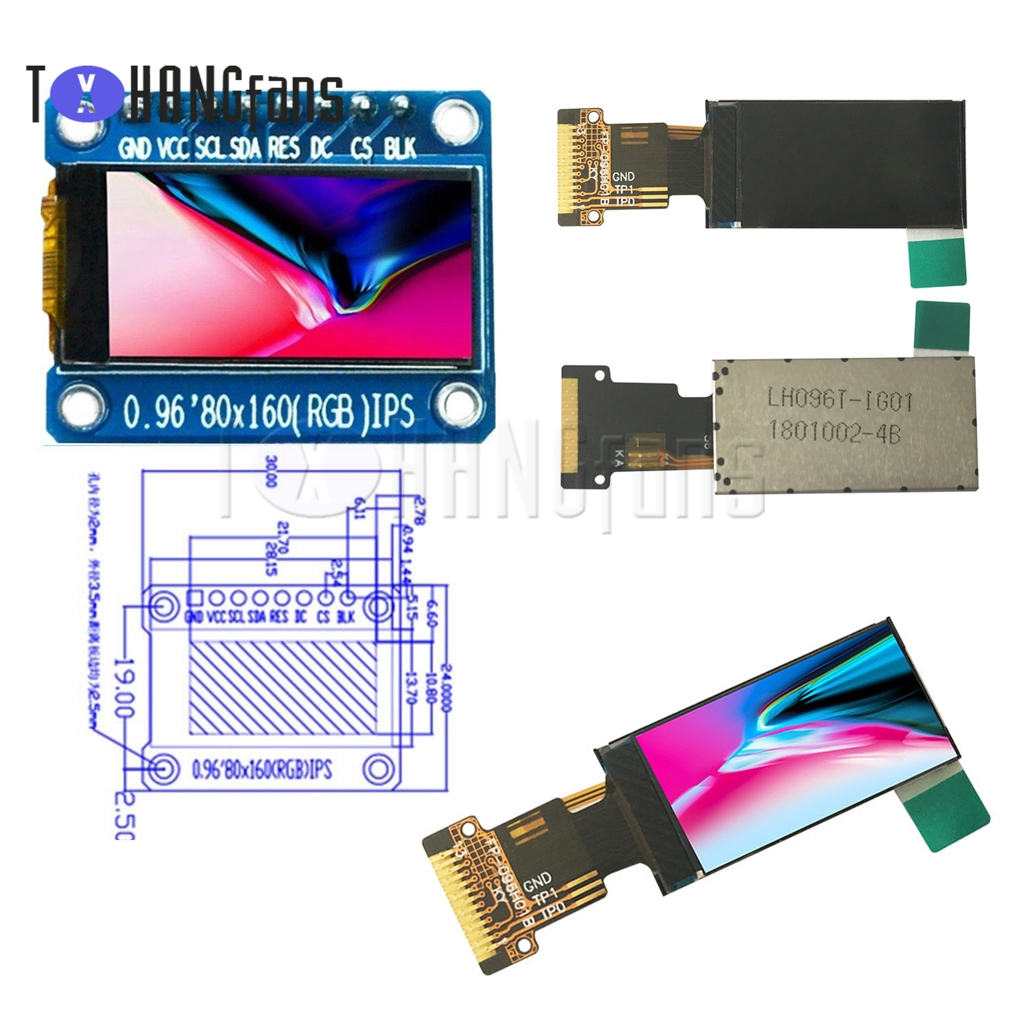 0.96/'/'inch IPS interface Full Color TFT Display Screen ST7735 SPI 80X160